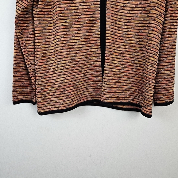 Misook Women Exclusively Black Rust Gold Open Front Single Button Cardiga Size M - Picture 2 of 5